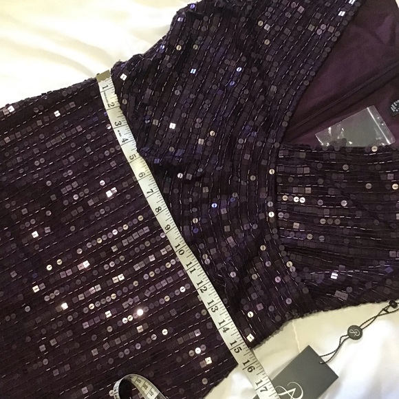 Adrianna papell beaded sequin slit gown dress - Picture 7 of 8